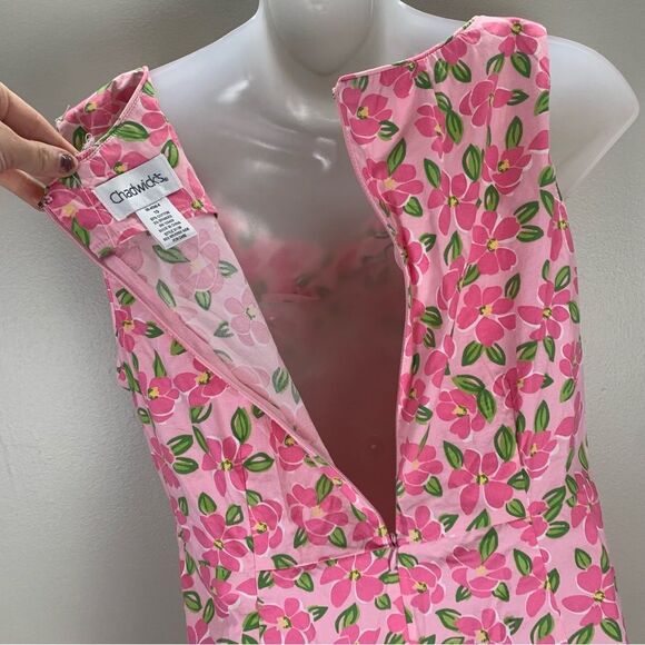Vintage Chadwick’s Floral Flower Print Pink sleeveless Dress Y2K Boho Size 10 - Picture 6 of 8